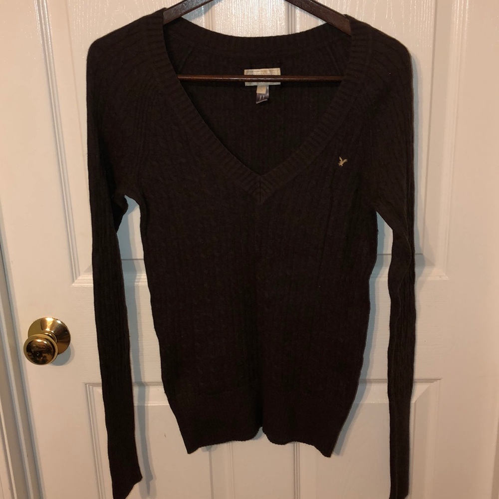 American Eagle Cable Knit V-Neck Sweater